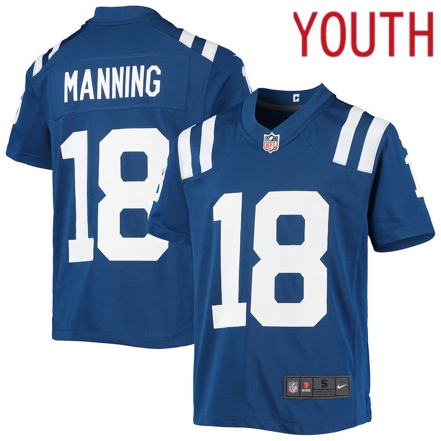 Youth Indianapolis Colts 18 Peyton Manning Nike Royal Retired Player Game NFL Jersey